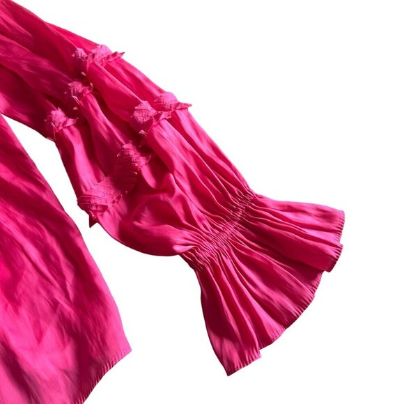 Ramy Brook Maty Balloon Sleeve Blouse Top Shirt Flowy Fringe Size Large NWT - Picture 5 of 15